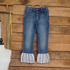 Mjeans By Maurices Sz 8 w Striped Linen Flare Hem